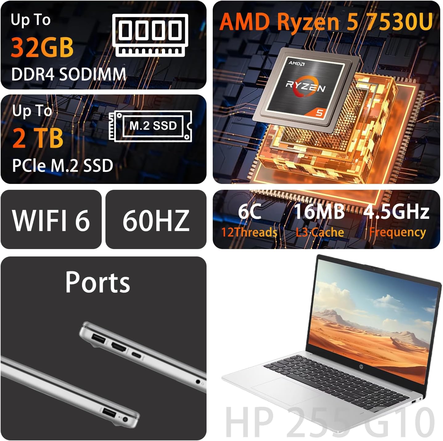HP TPN-Q287 15.6" FHD Ryzen 5 Laptop - 32GB RAM 1TB SSD - Windows 11
