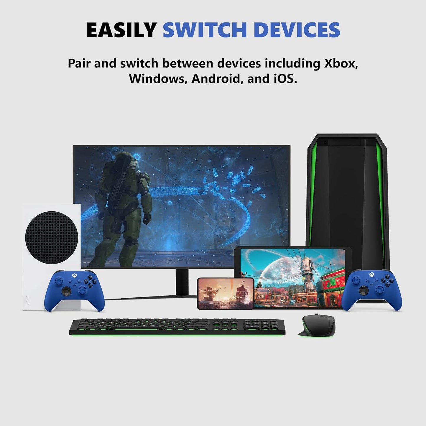 Microsoft Shock Blue Xbox Wireless Controller Renewed