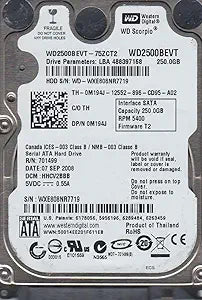 Western Digital WD2500BEVT-75ZCT2 250GB SATA Laptop HDD — main product image