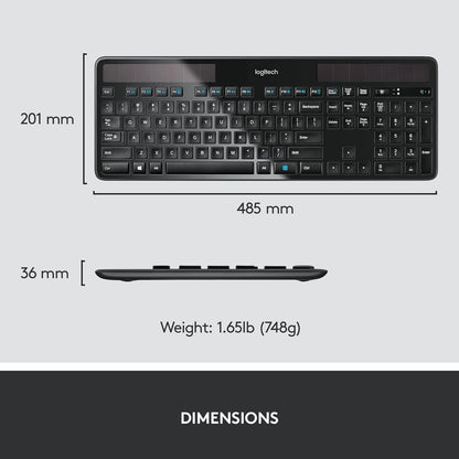 Logitech 920-002912 K750 Wireless Solar Keyboard, Ultra-Thin, USB