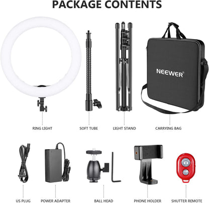 Neewer 18" RGB Ring Light with Stand Dimmable LED