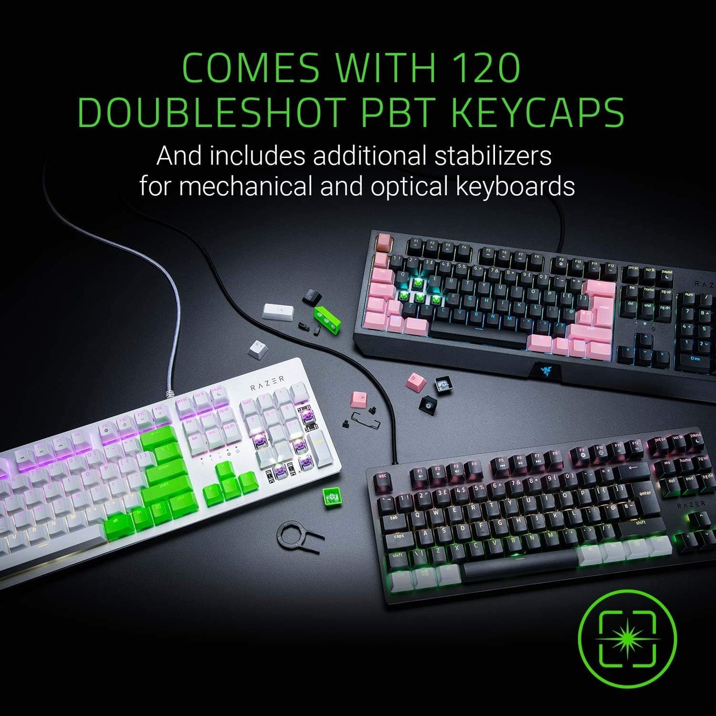 Razer RC21-01490200-R3M1 Doubleshot PBT Keycap Set - Mercury White