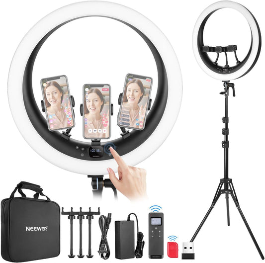 Neewer 10102970 19" Ring Light with Stand & Phone Holders