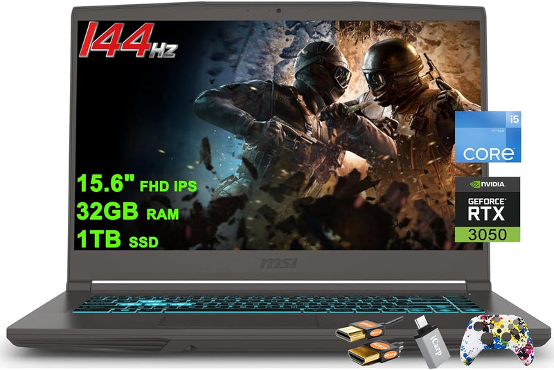 MSI i5-12450H Thin 15 RTX 3050 Gaming Laptop — main product image