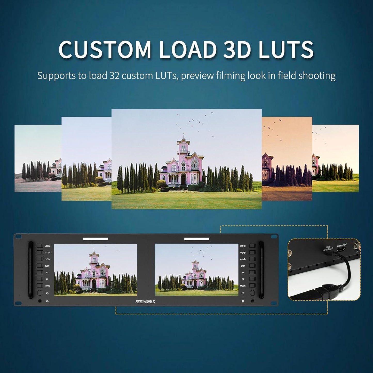 FEELWORLD D71 PLUS-H Dual 7" 3RU Rack Mount Monitor