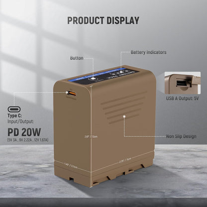 Neewer TP-F970 10500mAh NP-F970 Battery with 20W PD USB-C