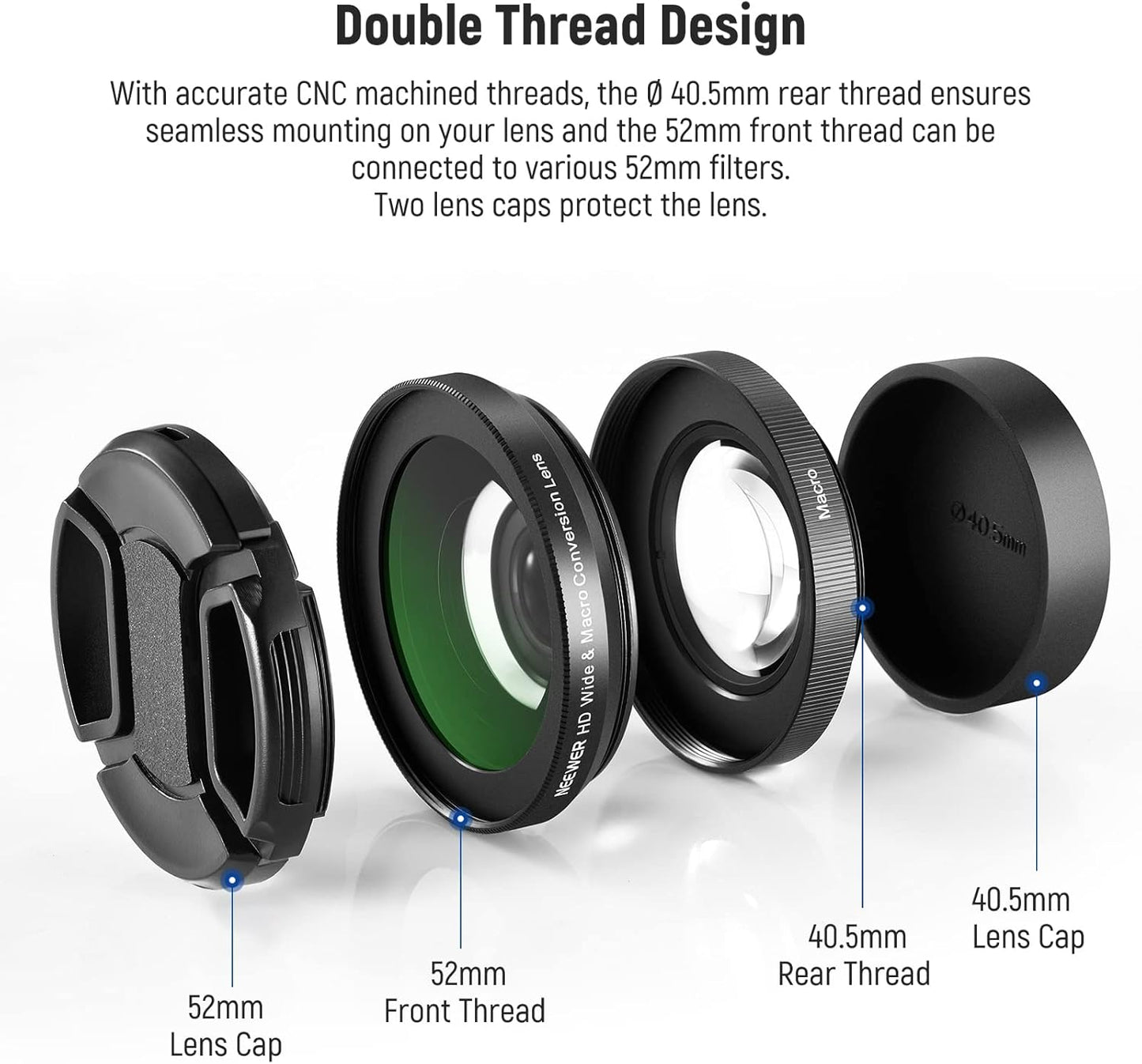 NEEWER LS-30 40.5mm Wide Angle Lens - ZV-1F & ZV-E10