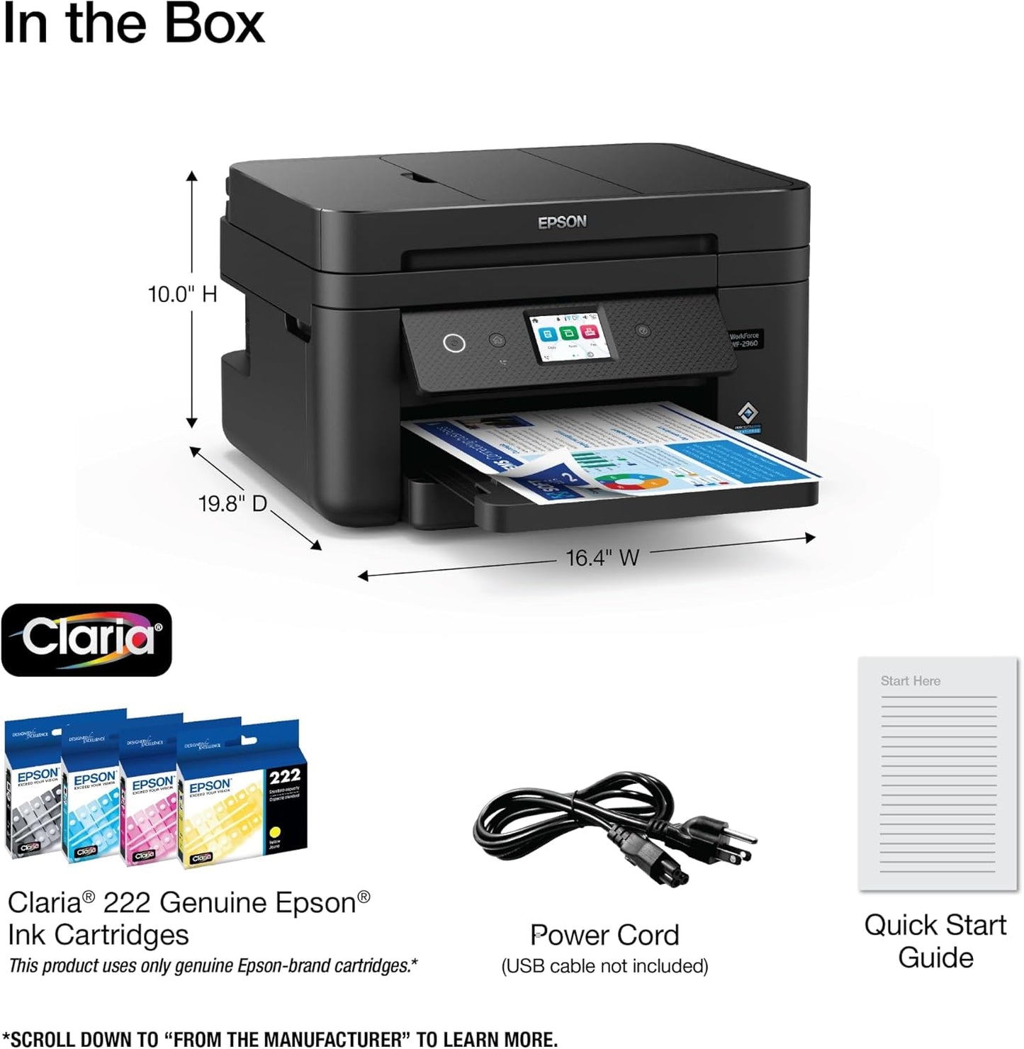 Epson C11CK60201 Workforce WF-2960 Wireless All-in-One Printer