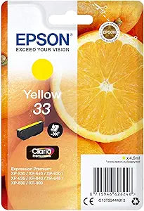 Epson C13T33444012 33 Claria Yellow Ink Cartridge