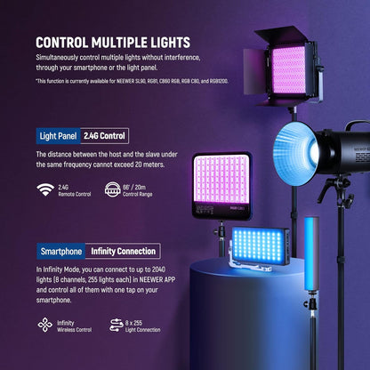 Neewer 10104229: RGB1200 LED Video Light Kit with Stands