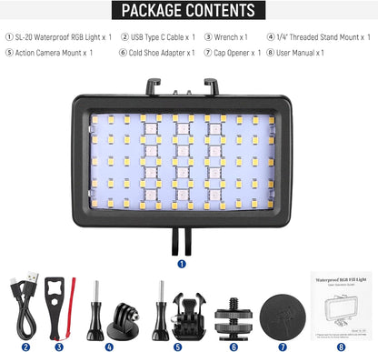 Neewer 10101017 RGB Underwater Diving Light