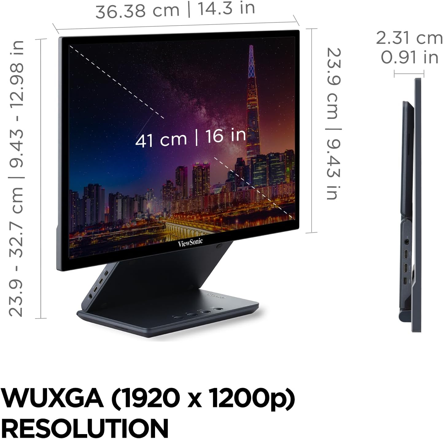 ViewSonic VP1656 15.6 Inch Portable Monitor IPS USB-C