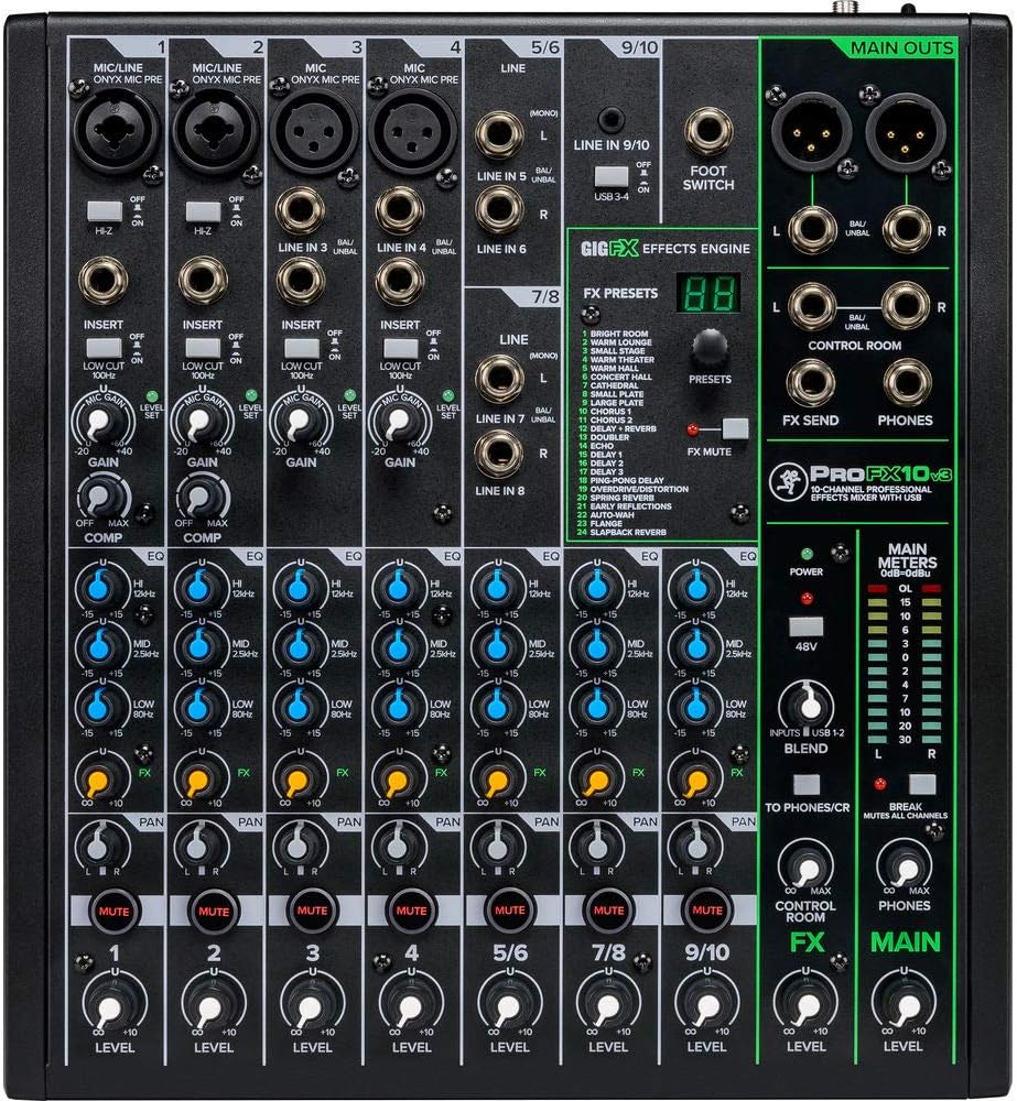 Mackie ProFX10v3 10-Channel Mixer FX Bundle