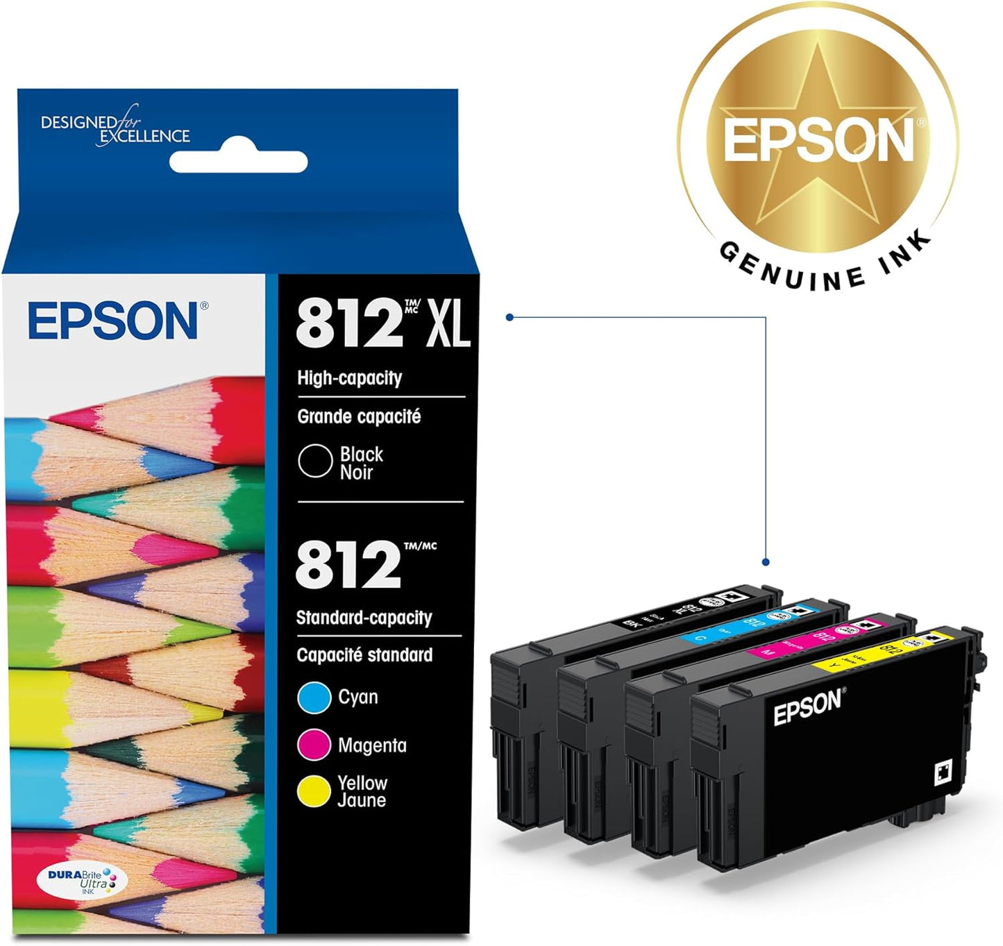 Epson T812XL-BCS DURABrite High Capacity Ink Combo Pack