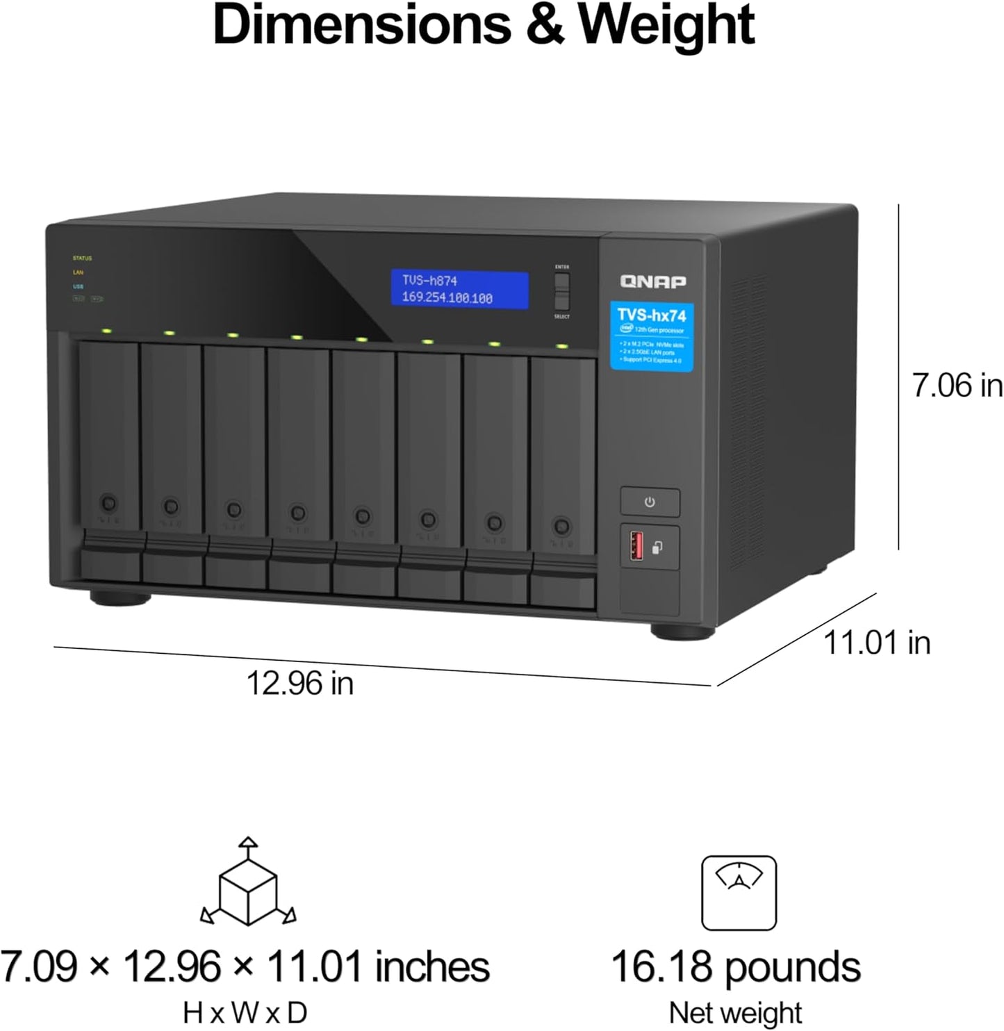 QNAP TVS-H874X-I9-64G-US 8-Bay NAS Intel Core i9 64GB RAM