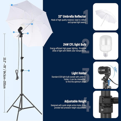 Neewer NK102 Photography Lighting Kit with Backdrops