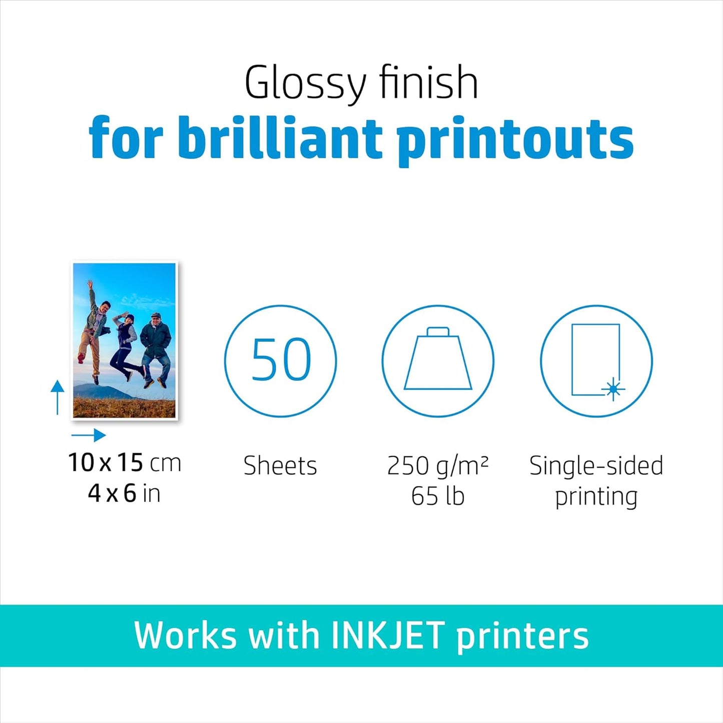 HP F4T22A 4x6 Glossy Advanced Photo Paper 50 Sheets