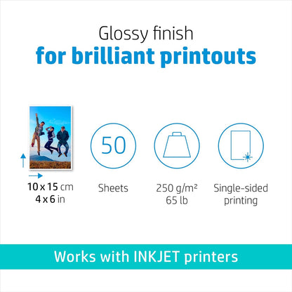 HP F4T22A 4x6 Glossy Advanced Photo Paper 50 Sheets