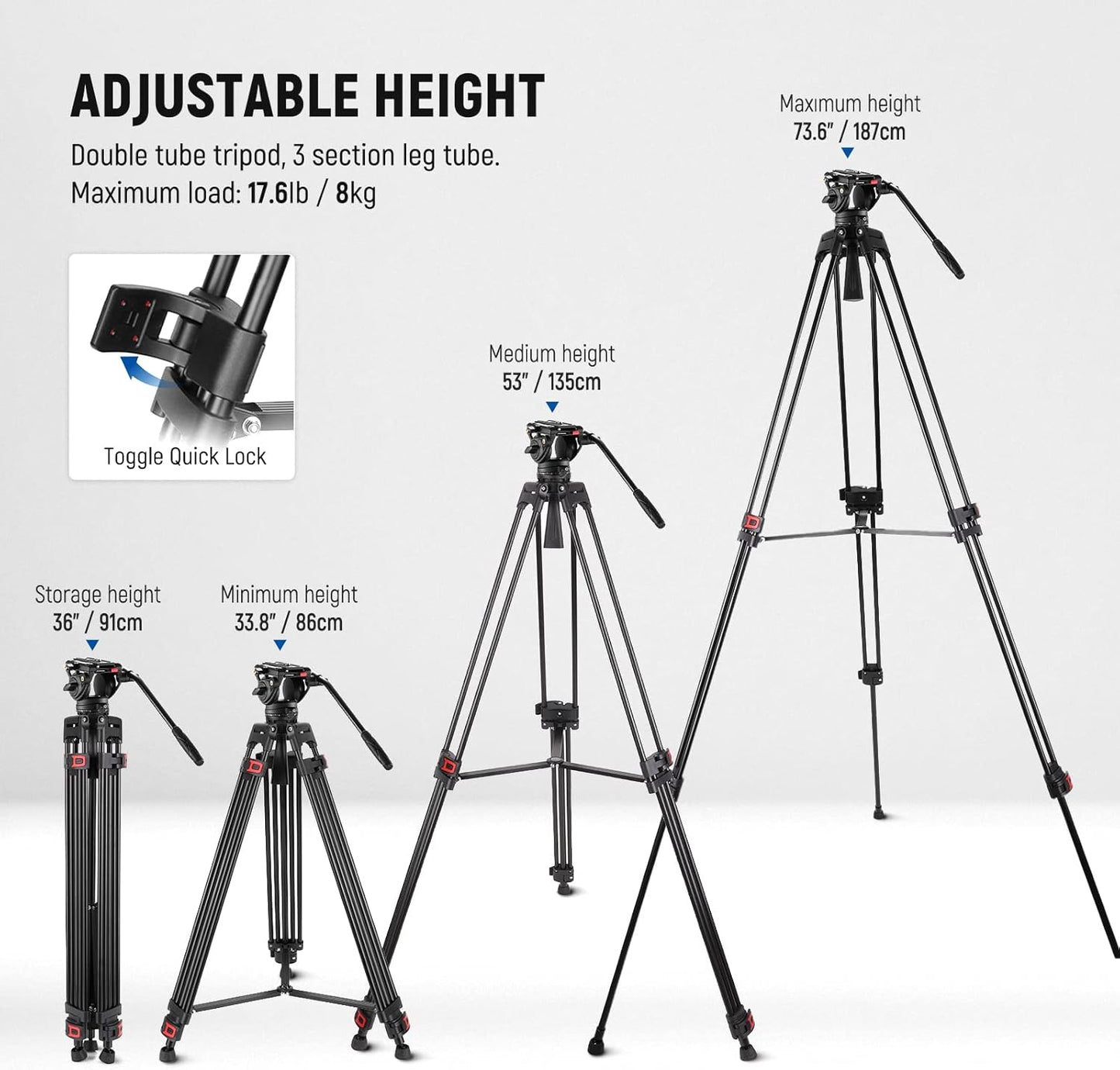 Neewer TP74 74" Heavy Duty Video Tripod