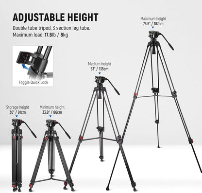 Neewer TP74 74" Heavy Duty Video Tripod