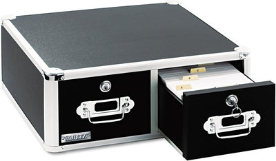 Vaultz VZ01395 Locking Index Card Box Two-Drawer Black