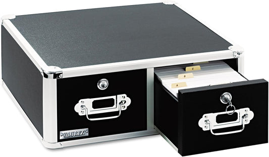 Vaultz VZ01395 Locking Index Card Box Two-Drawer Black