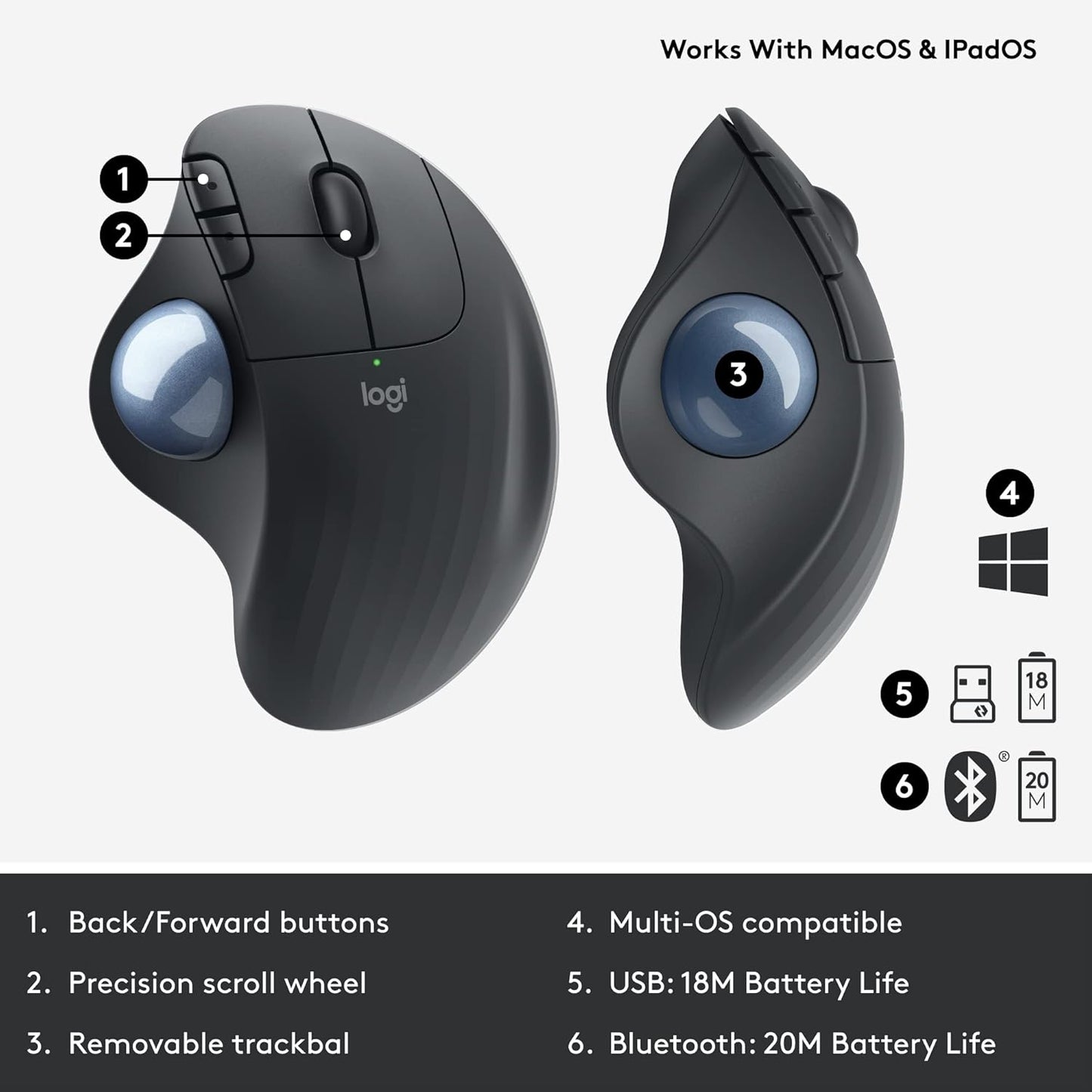Logitech 910-006197 Ergo M575 Graphite Wireless Trackball