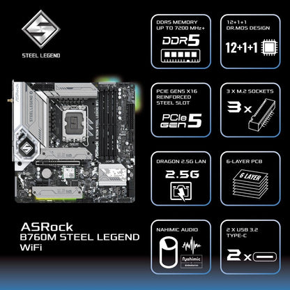 ASRock B760M STEEL LEGEND WIFI DDR5 Motherboard