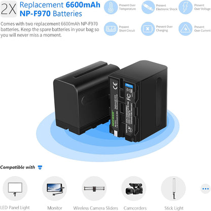 Neewer 10099654 Dual NP-F970 Battery Charger Kit