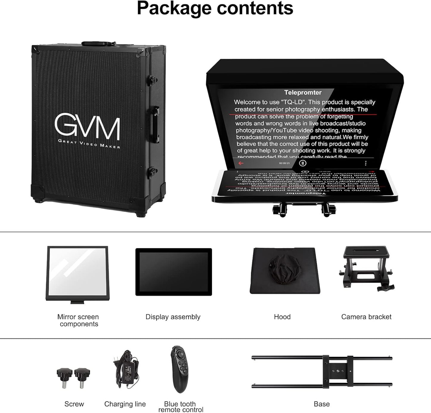 GVM Teleprompter Digital Camera 18.5" Android Kit