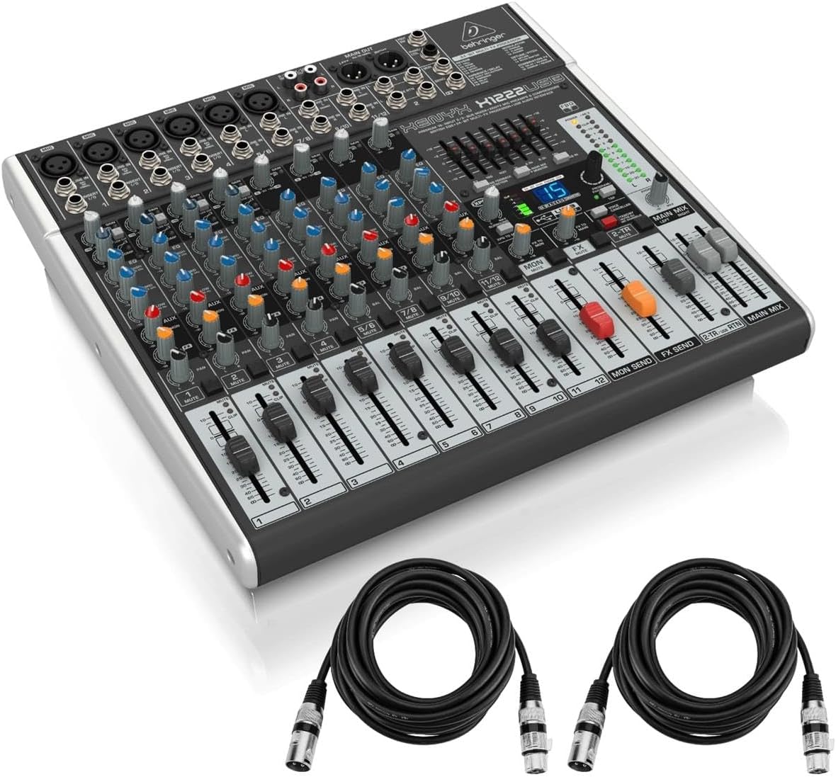 Behringer XENYX X1222USB 12-Input Mixer w/ Mic Cables