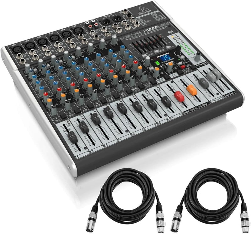 Behringer XENYX X1222USB 12-Input Mixer w/ Mic Cables — main product image