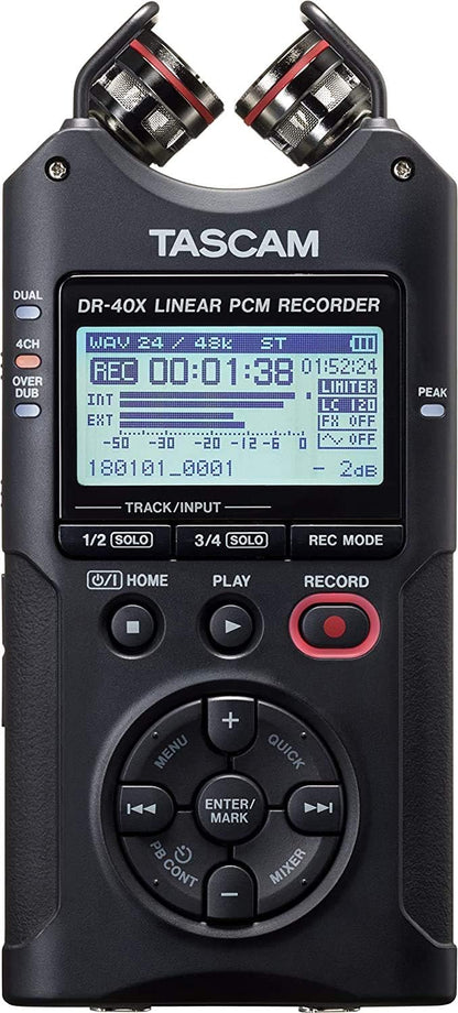 Tascam DR-40X+XLR+M Handheld Audio Recorder Bundle