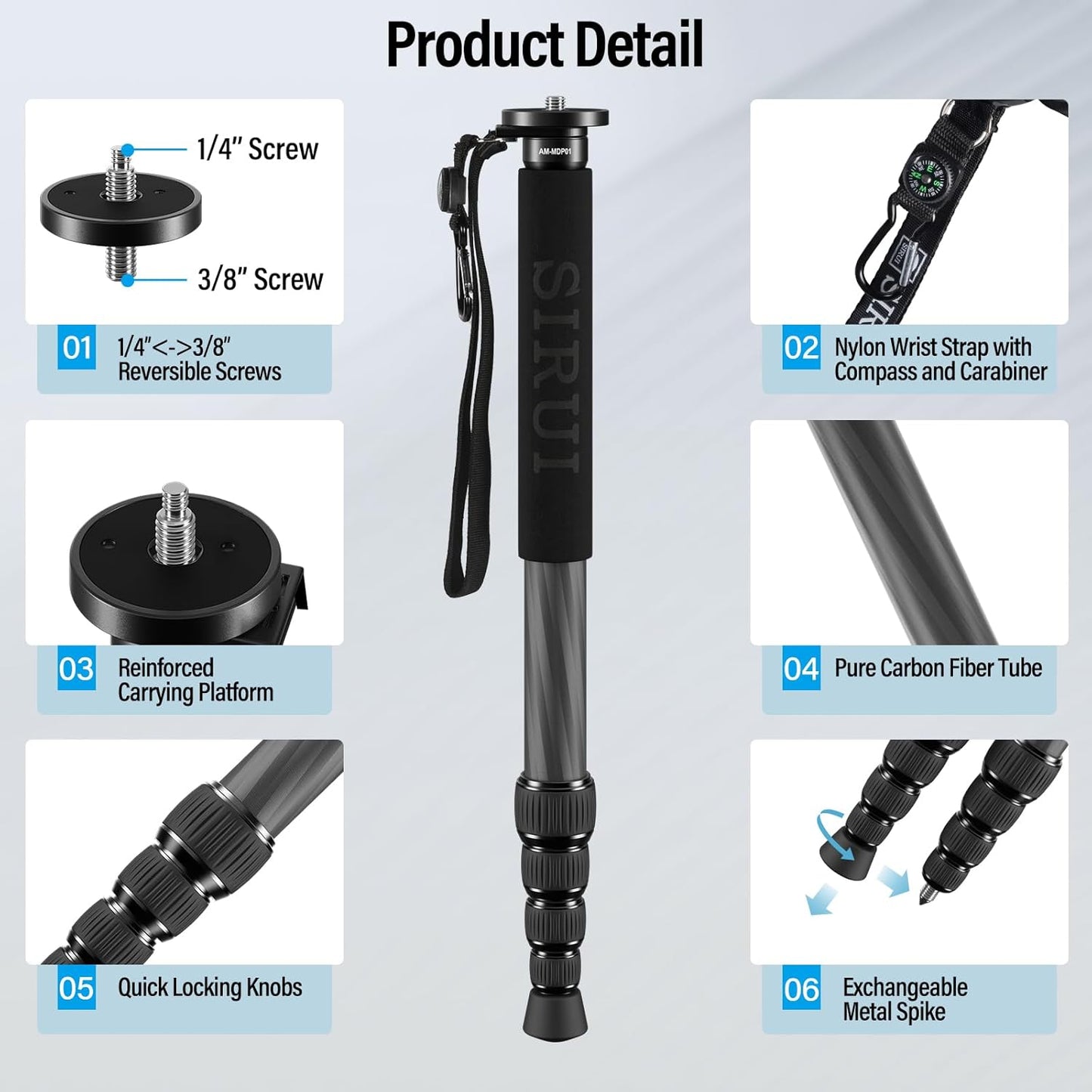 Sirui AM-MDP01 65" Carbon Fiber Travel Monopod