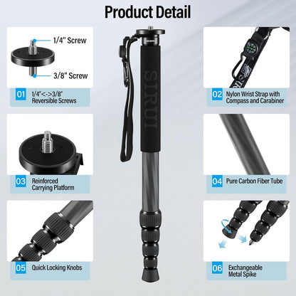Sirui AM-MDP01 65" Carbon Fiber Travel Monopod