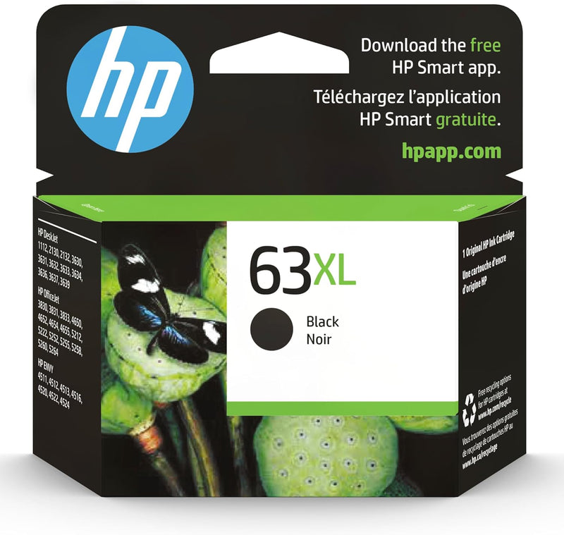 HP F6U64AN 63XL Black High-Yield Ink Cartridge — main product image