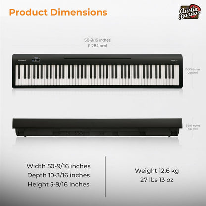 Roland FP 10 Digital Piano Black Bundle Stand Bench