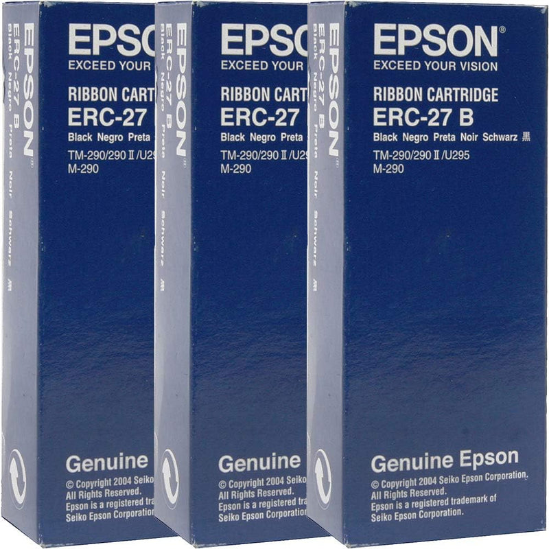 Epson ERC-27B-3 Black Ribbon Cartridge Lot of 3 — main product image