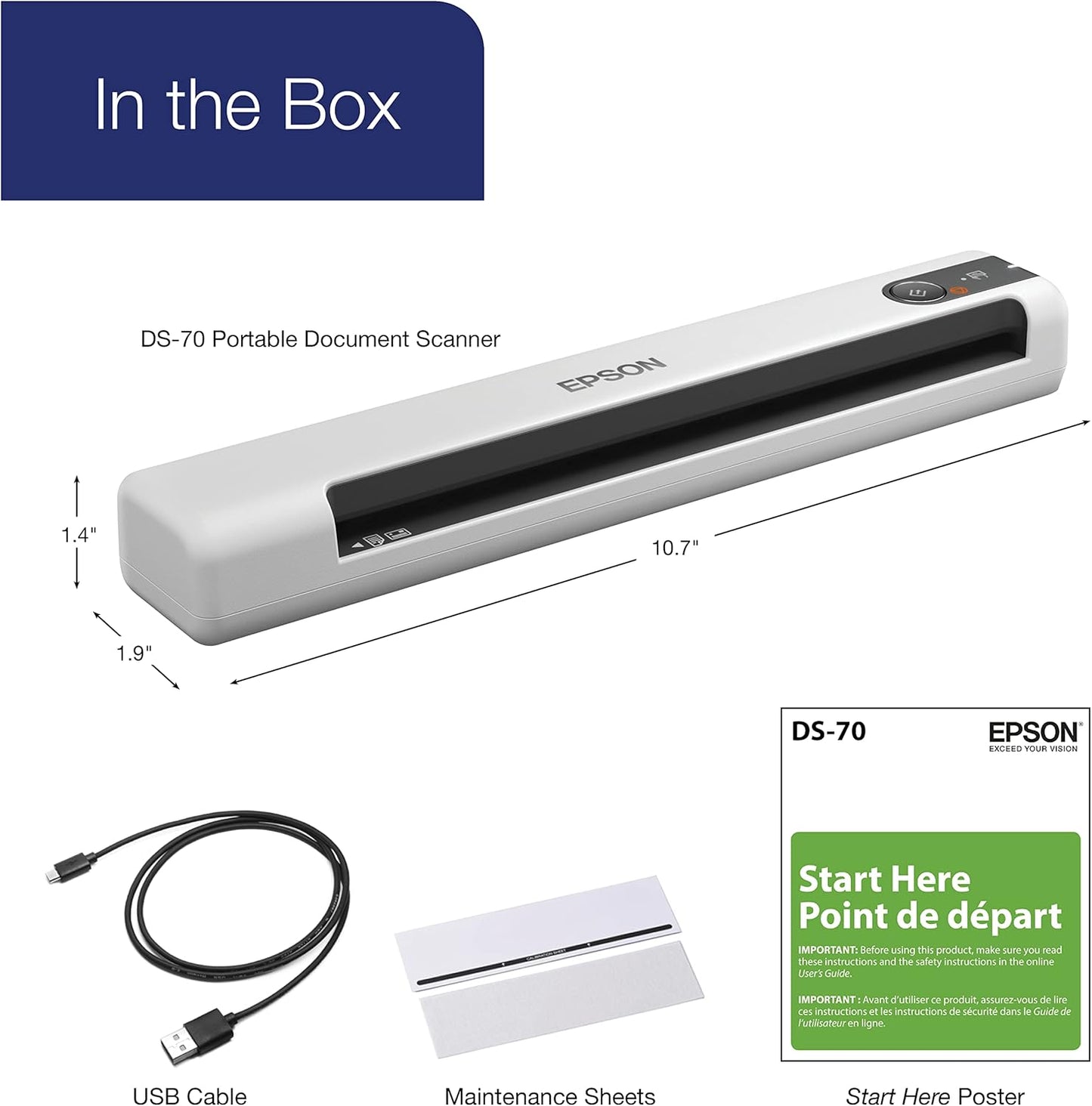 Epson DS-70 Portable Document Scanner USB Powered