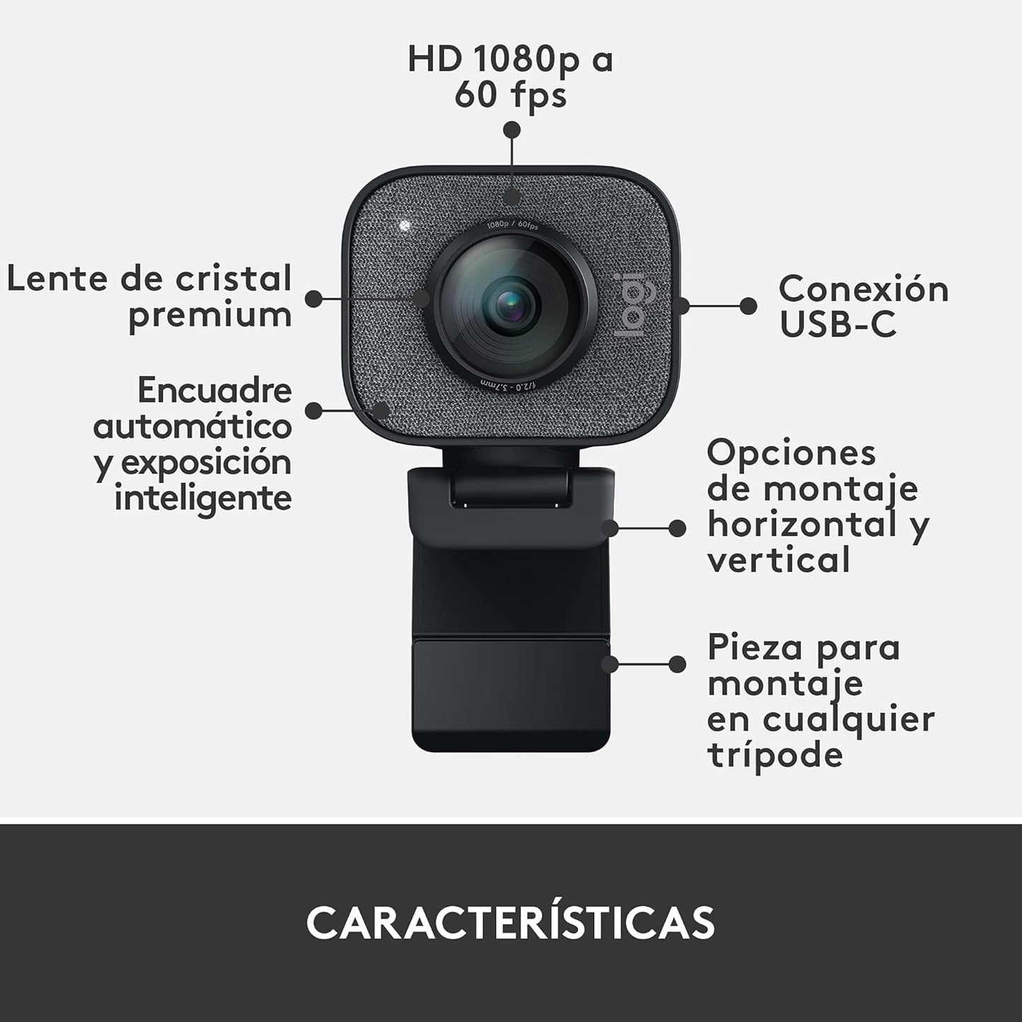 Logitech StreamCam Plus 960-001280 Webcam with Tripod (Renewed)