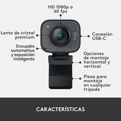 Logitech StreamCam Plus 960-001280 Webcam with Tripod (Renewed)
