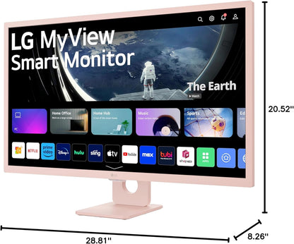 LG 32SR50F-P: 32" MyView Smart Monitor, FHD, webOS, Pink