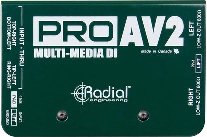 Radial Engineering ProAV2 DI Box XLR & TRS Cables