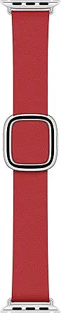 Apple Modern Buckle Watch Band: 40mm Scarlet Leather Strap