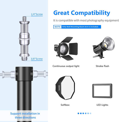 Neewer ST-WM130 Wall Mount Triangle Boom Arm for Studio Lights