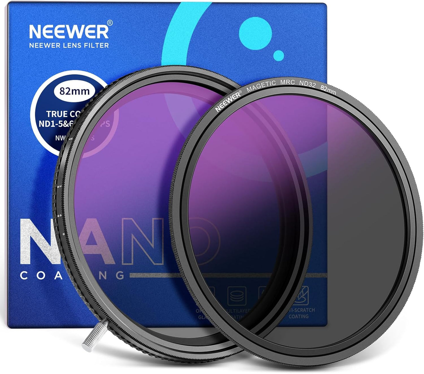 Neewer 10104586 82mm Variable ND Filter Magnetic ND32