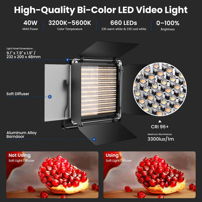 Neewer NL660 Bi-Color LED Video Light Kit