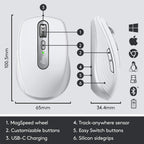 Logitech 910-005985 MX Anywhere 3 Compact Wireless Mouse, Pale Grey