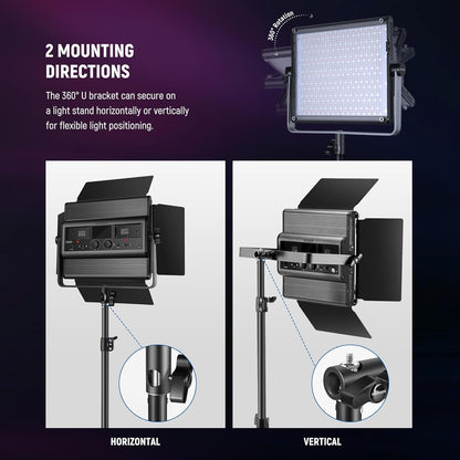 Neewer 10104229: RGB1200 LED Video Light Kit with Stands