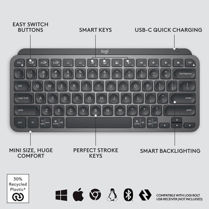 Logitech 920-010388 MX Keys Mini Wireless Keyboard Graphite